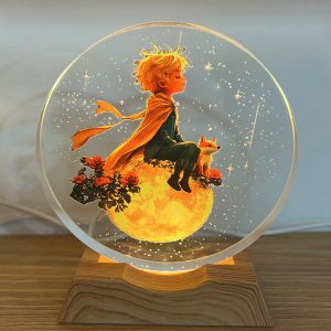 Lámpara El Principito y el zorro en la luna. Serie Le Pettit Prince